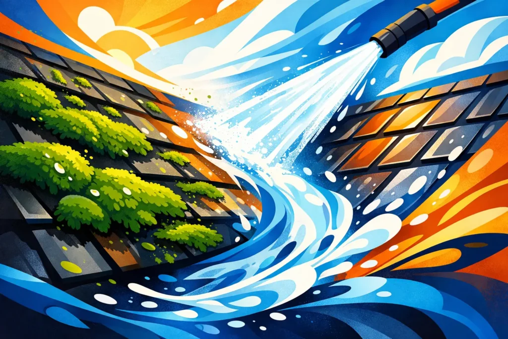 Remove Roof Moss Safely in the UK